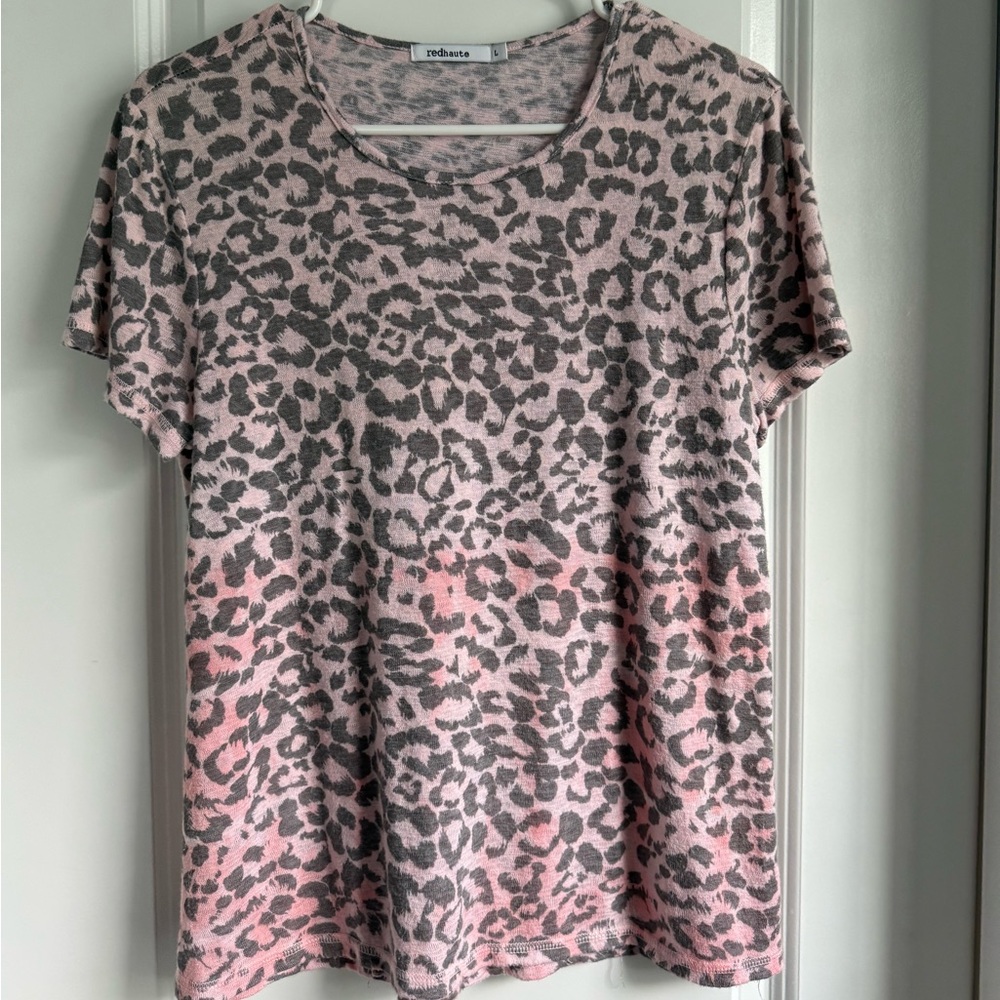 Redhaute blush and charcoal leopard print top
